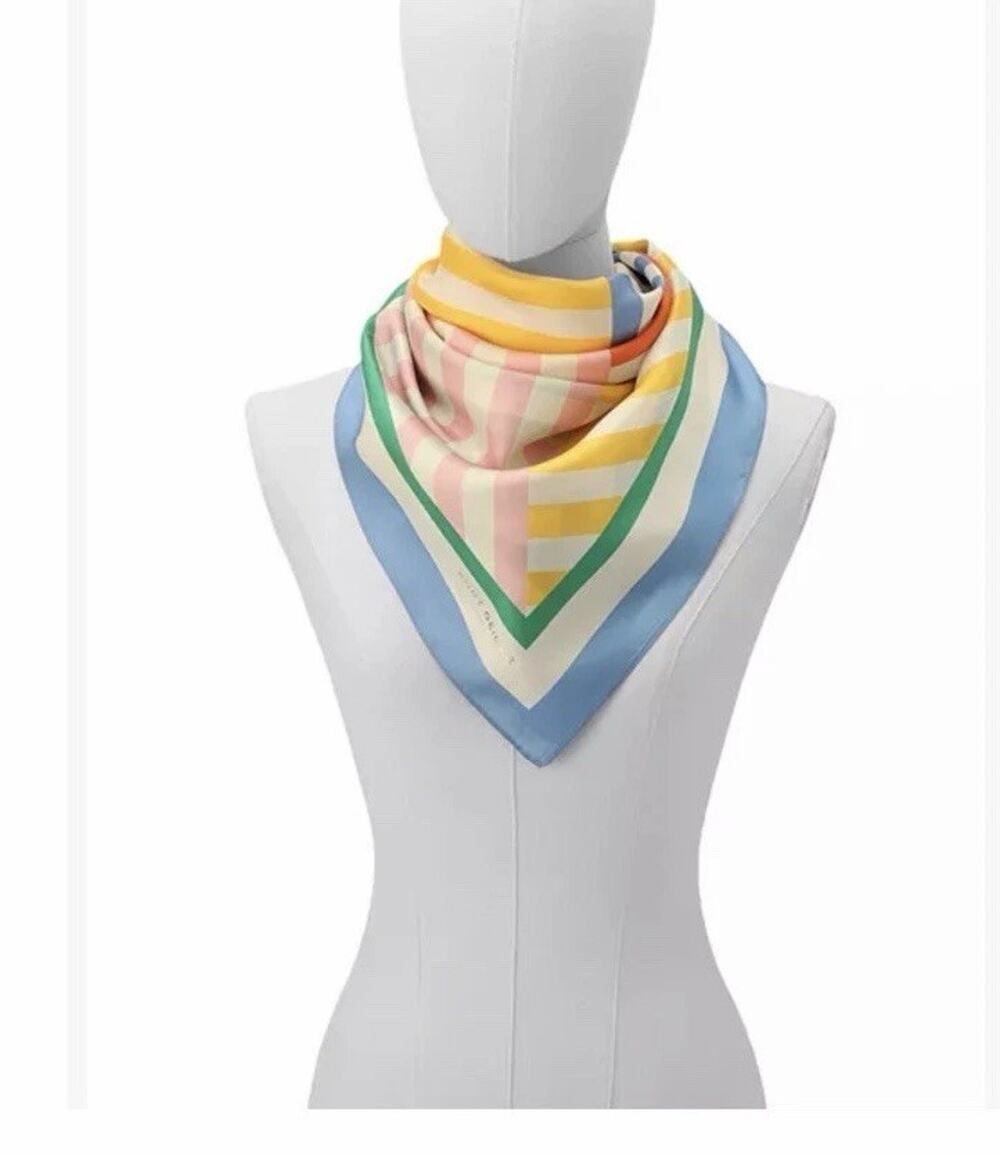 NWT KURT GEIGER LONDON Herringbone Mixed Stripe Silk Scarf AQ6